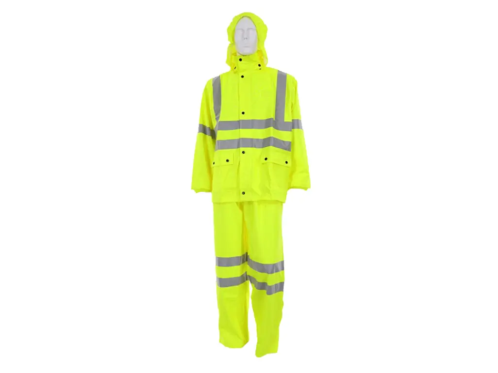 High Visibility Reflective PU Waterproof Fabric Rain Suit
