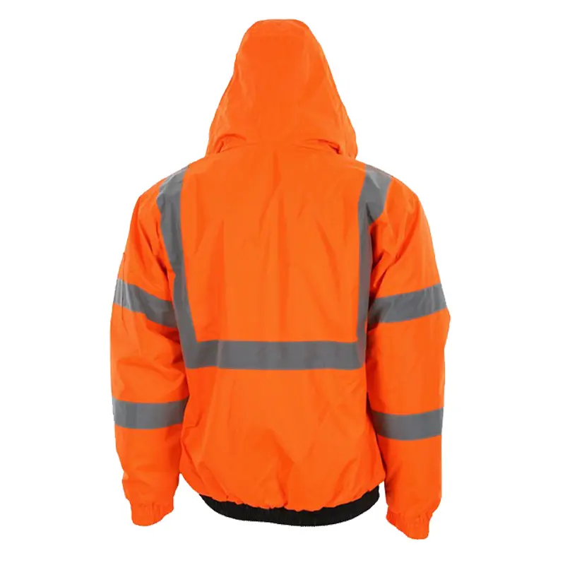 Value Bomber Quilted Rain Jacket with Silver Reflective Stripes Orange