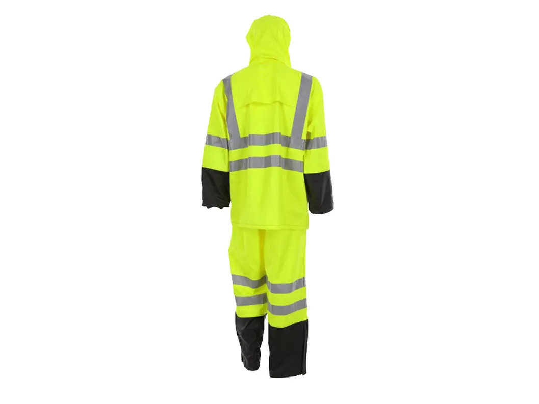PU Cotton Poly Blend Stretch Fabric Reflective Rain Suit