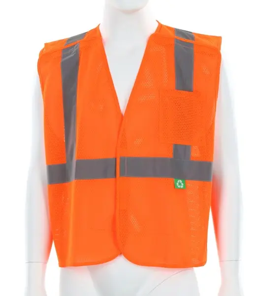 Reflective Orange Safety Vest Manufactured with Recycled Materials .png