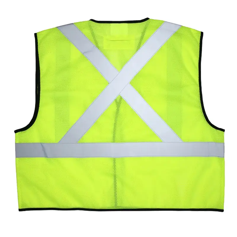 Hi Vis Reflective Lime Safety Vest with X pattern back