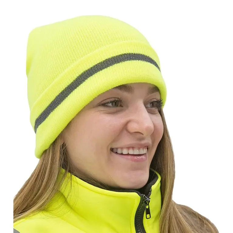 Hi viz Beanie Winter Safety Hat with Reflective Stripe LED Light.jpg