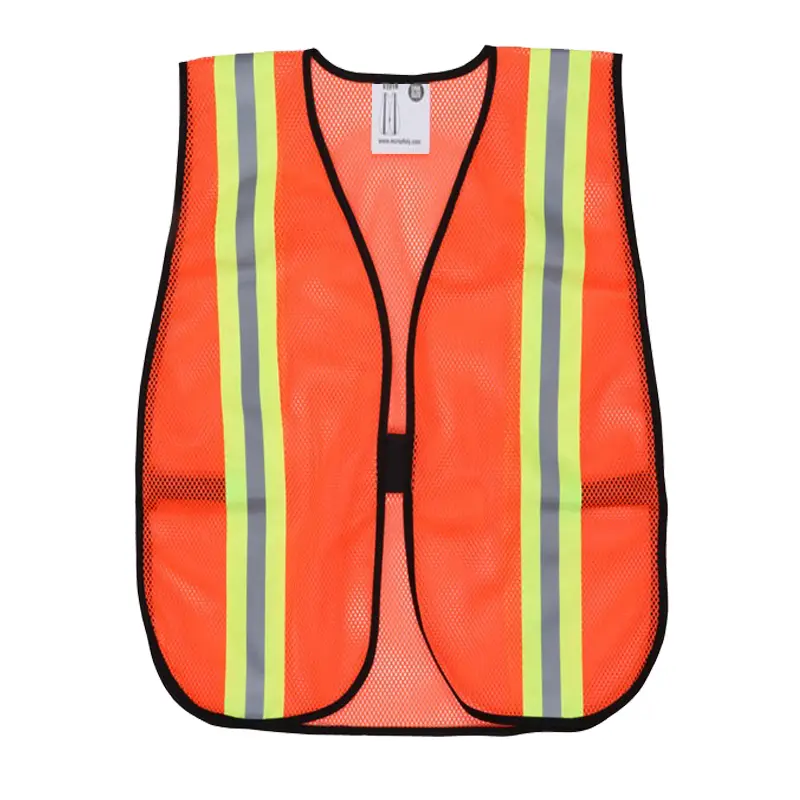 Florescent Orange Mesh Safety Vest Light Weight Polyester Mesh Fabric