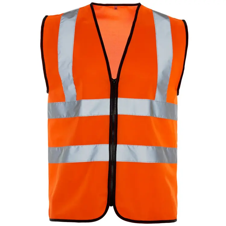 High Visibility 100% polyester Reflective Safety Vest  with zipper closure