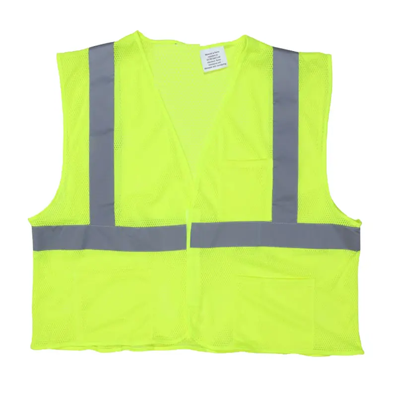 Hi-Vis Reflective Lime Safety Vest with 2 Inch Silver Stripes Hook