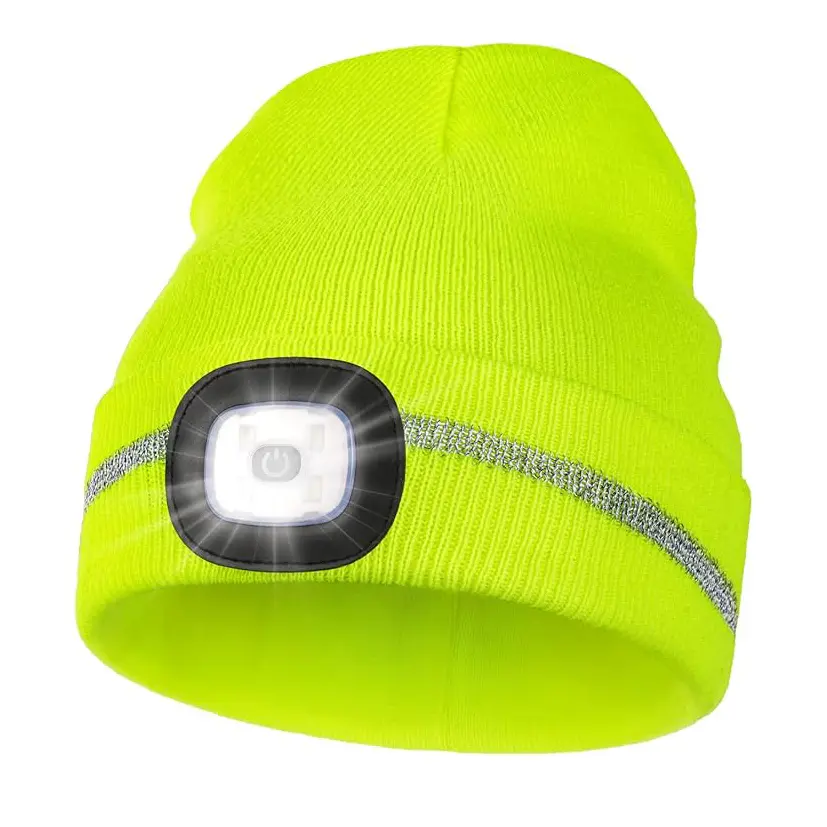 USB Rechargeable 4 LED Headlamp Cap Winter Hat for Outdoor Sport Ski Running