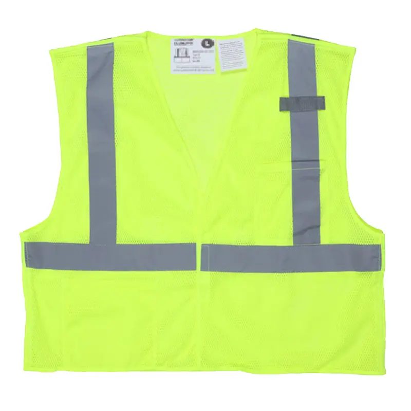 Hi-Vis Reflective Lime Safety Vest Breakaway Design with Hook and Loop Closures