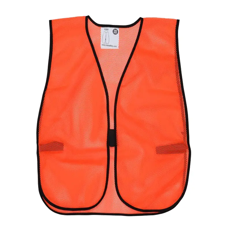 Florescent Orange Mesh Safety Vest Light Weight Polyester Mesh Fabric