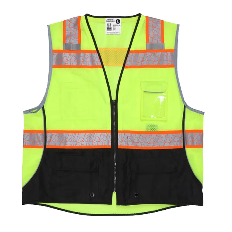 Hi-Vis Reflective Zippered surveyor vest with 6 pockets