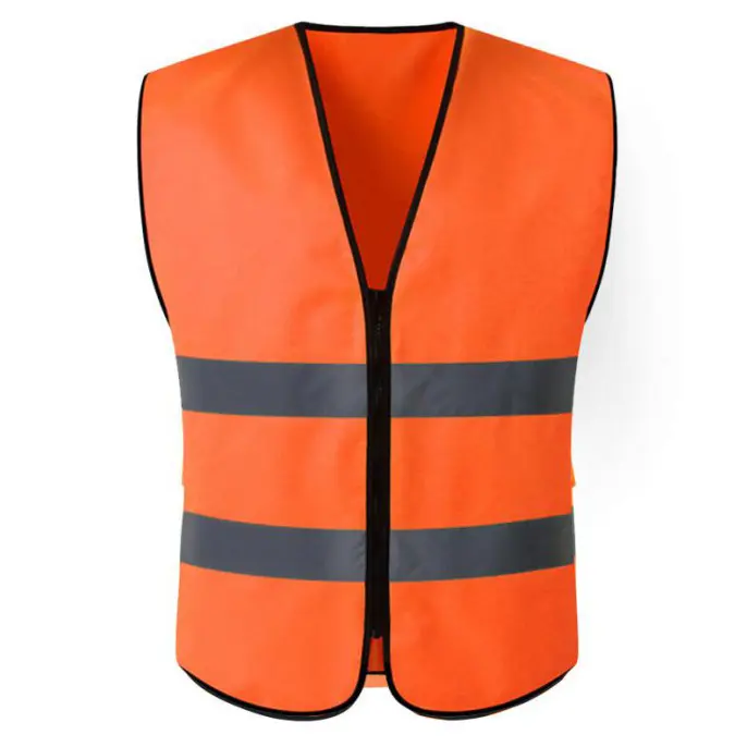 Hi Vis Yellow Orange Reflective Safety Vest with Zipper Closure