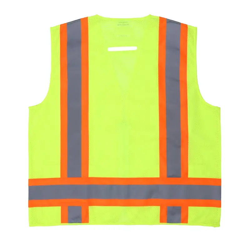 Lime Reflective Safety Vest 4-Inch Orange Silver Stripes .jpg