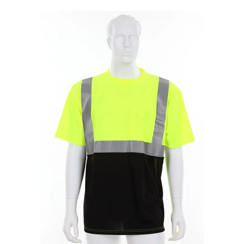 Hi-Vis Safety Work T-Shirts Short Sleeve and Tagless Design Soft Polyester Birdseye
