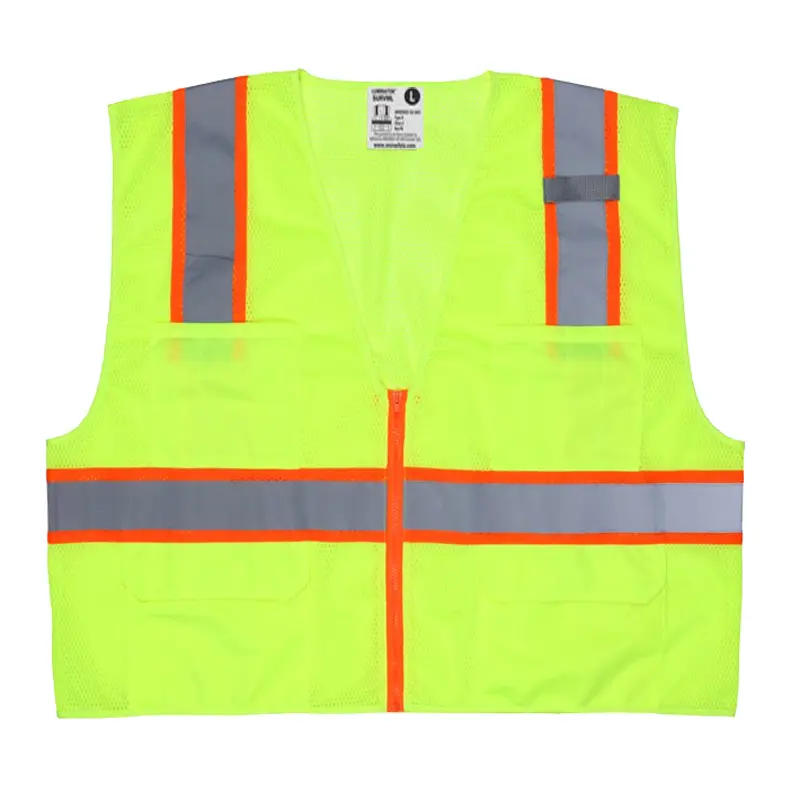 Hi-Vis Reflective Lime Safety Vest ANSI/ISEA 107 2020 Type R Class 2Mesh Fabric
