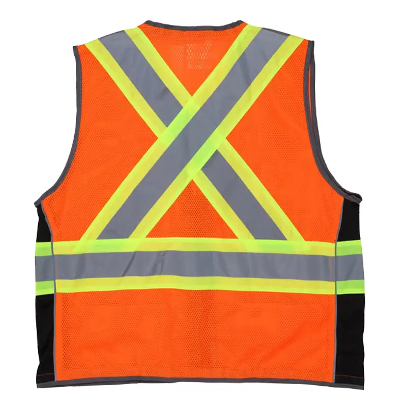 Reflective Orange Surveyor Safety Vest with 6 pockets