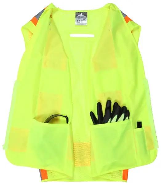 Hi-Vis Lime Reflective Safety Vest 4-Inch Orange Silver Stripes