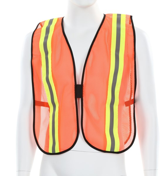 Mesh Safety Vest 2 Inch Orange Silver Reflective Stripes .png