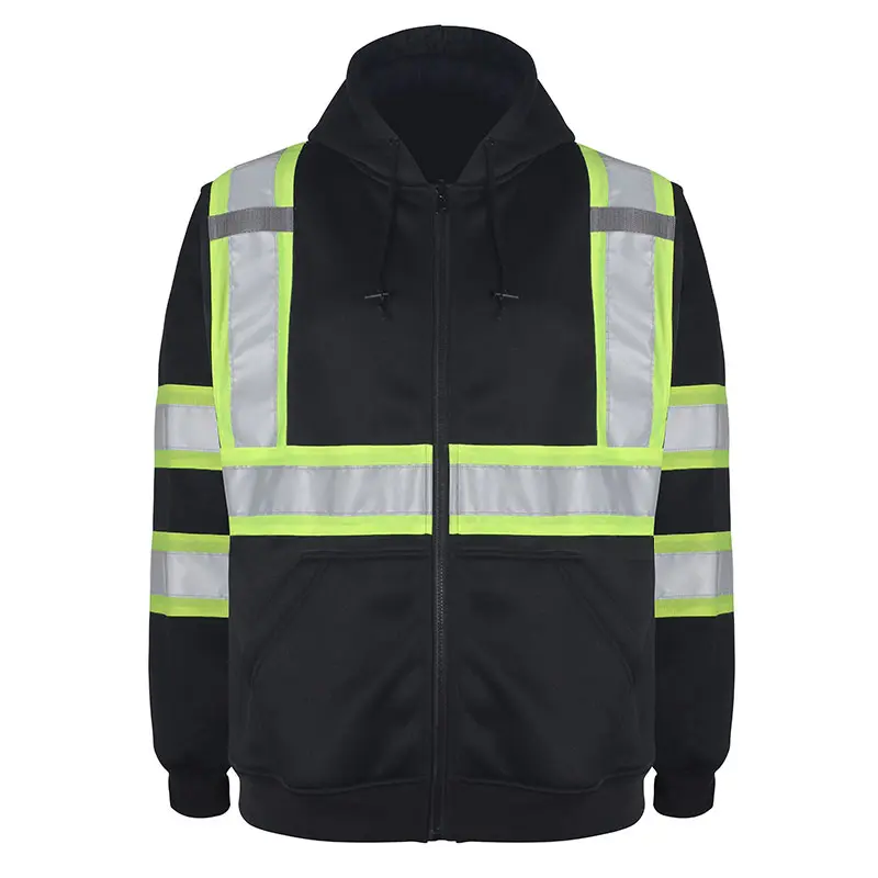 High Visibility Safety Sweatshirt for Women Men Class 3 Hi Vis Hoodie with large Pocket