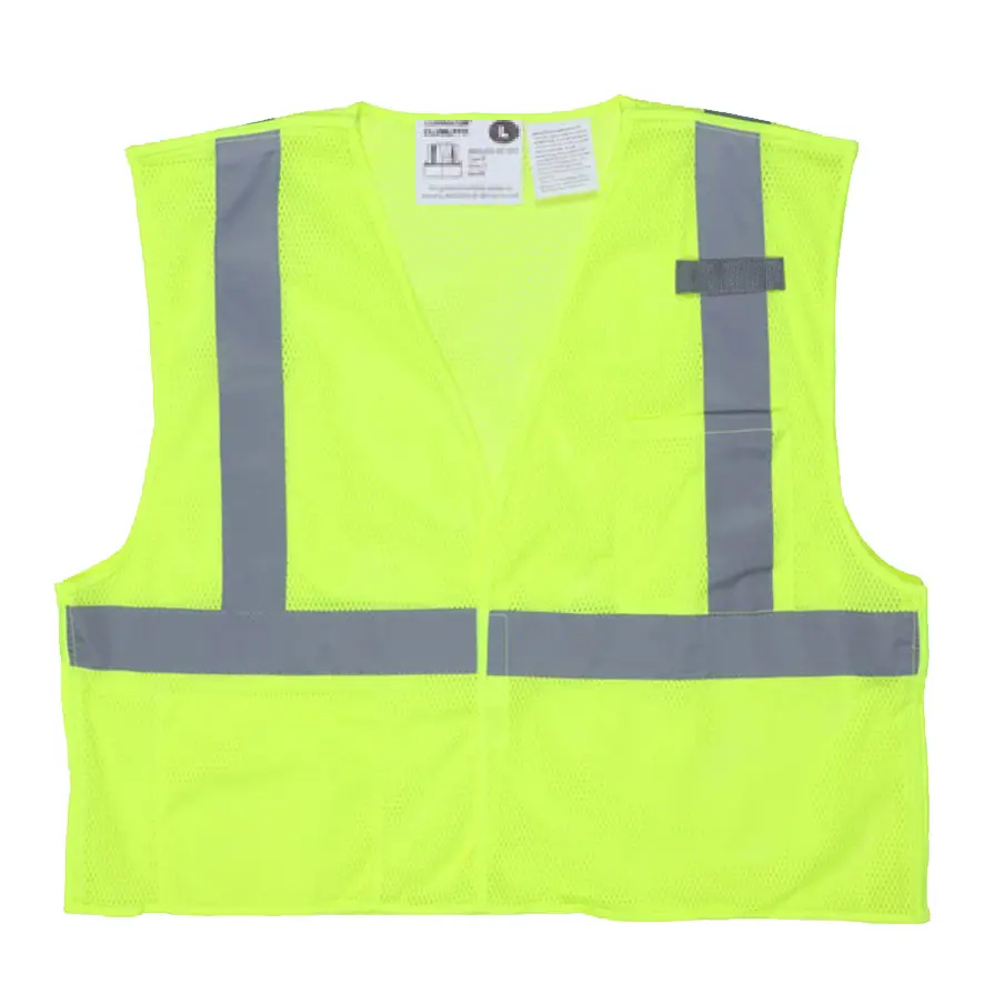 Hi-Vis Reflective Lime Safety Vest Dielectric Zipper Front Closure Class 2 Compliant