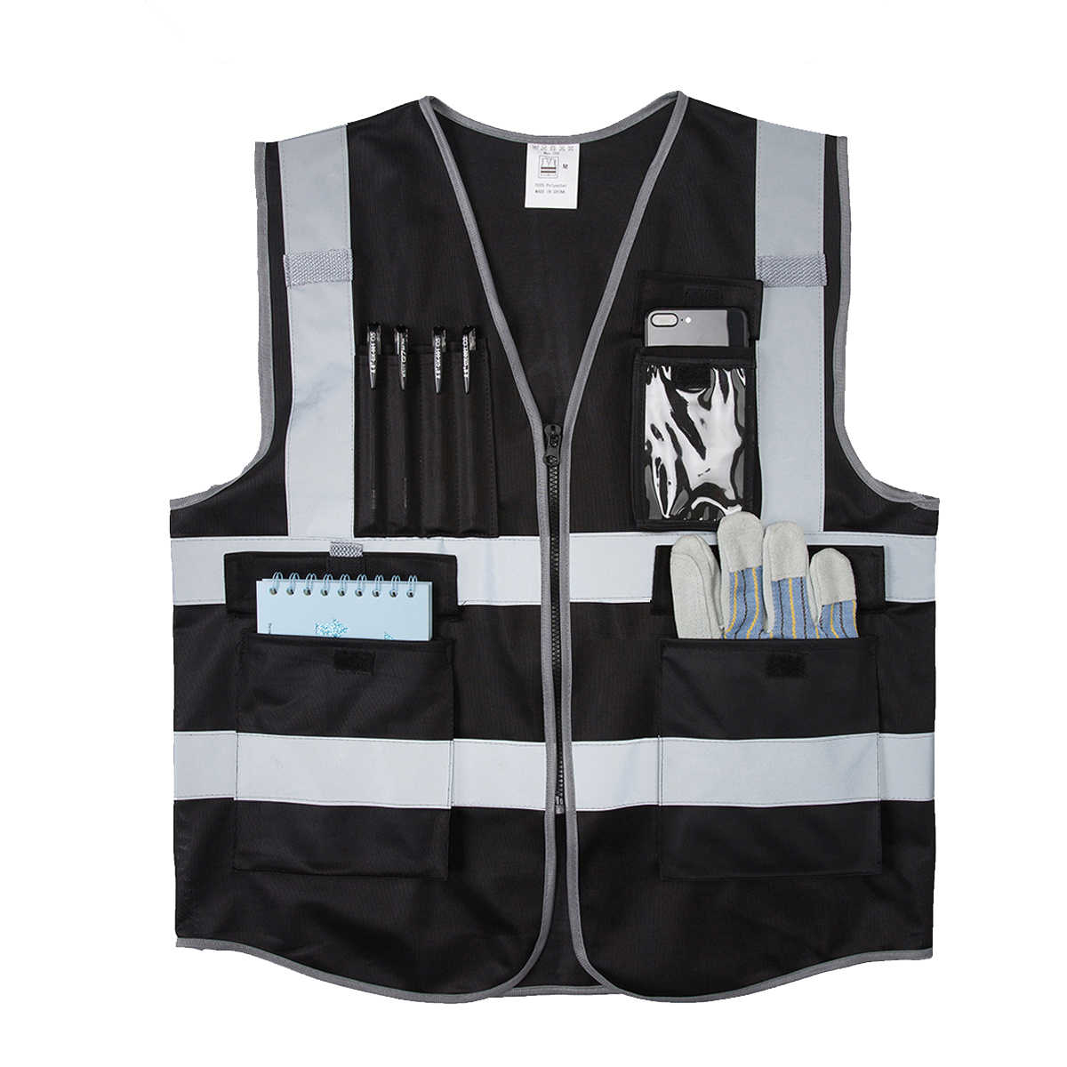 Multi-Pockets Hi Vis Reflective Safety Vests for Women Men High Visibility Vest with Zipper Front 