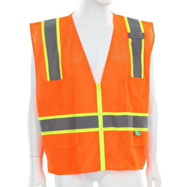 Orange Safety Vest Manufactured with Recycled Materials