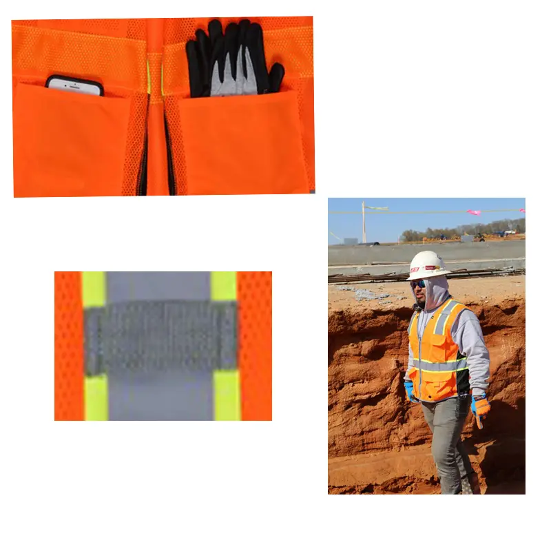 High Visibility Zippered Surveyor Safety Vest with 6 Pocket