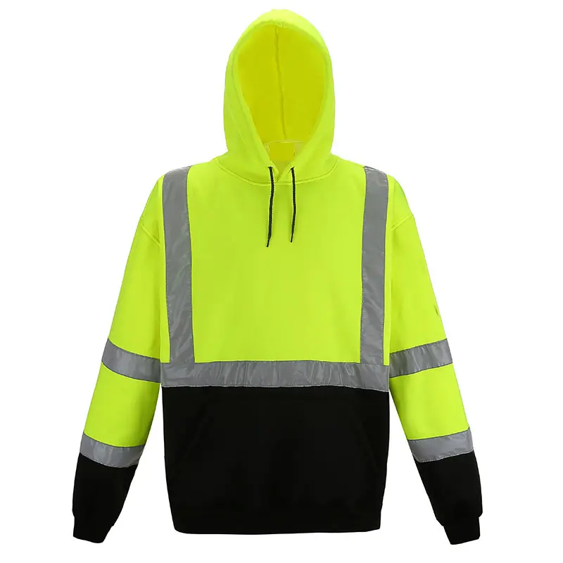 High Visibility Reflective Zippered Safety Hooded Sweatshirt