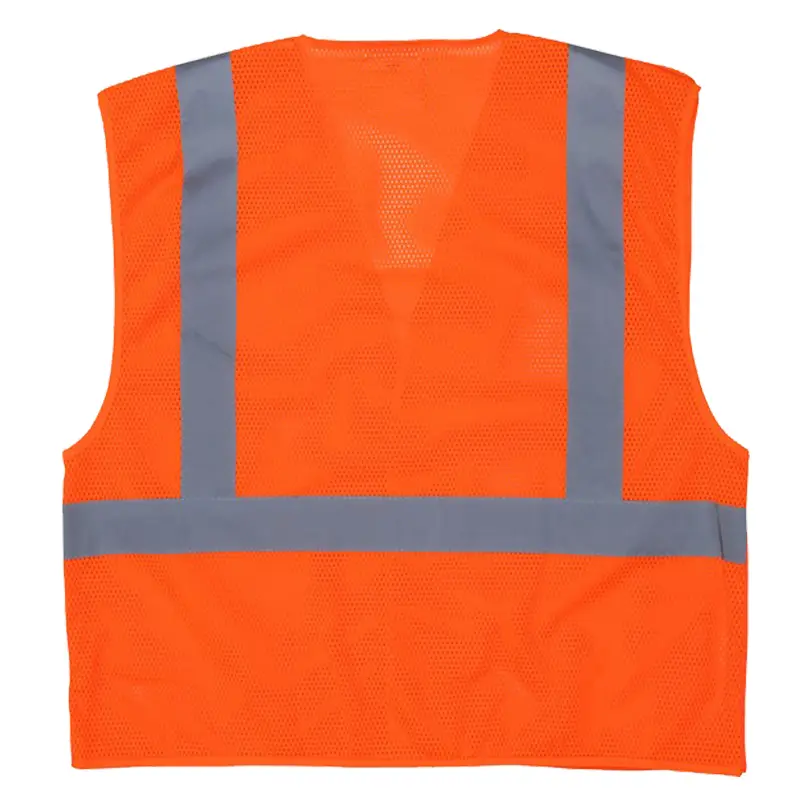 Reflective Orange Safety Vest Mesh Fabric with 2 Inch Silver Stripes ANSI Class 2 .jpg
