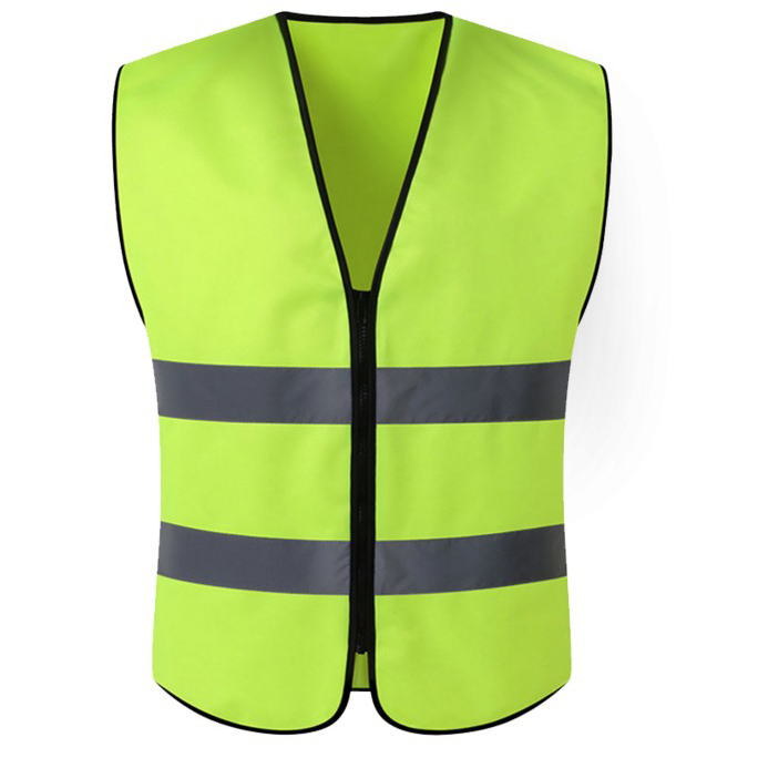  Yellow Orange Reflective Safety Vest with Zipper Closure